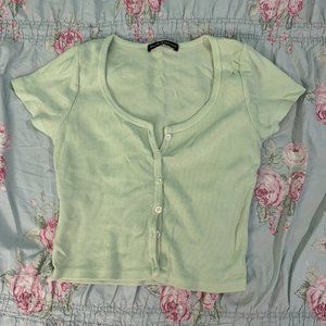 Brandy Melville Green Short Sleeve Zelly Top